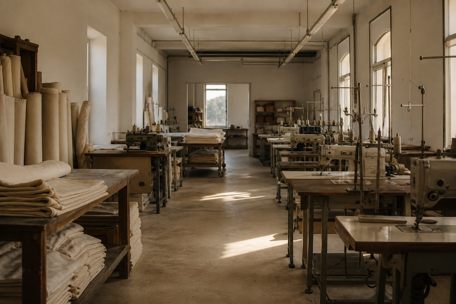 Interior de un taller de confección en Portugal
